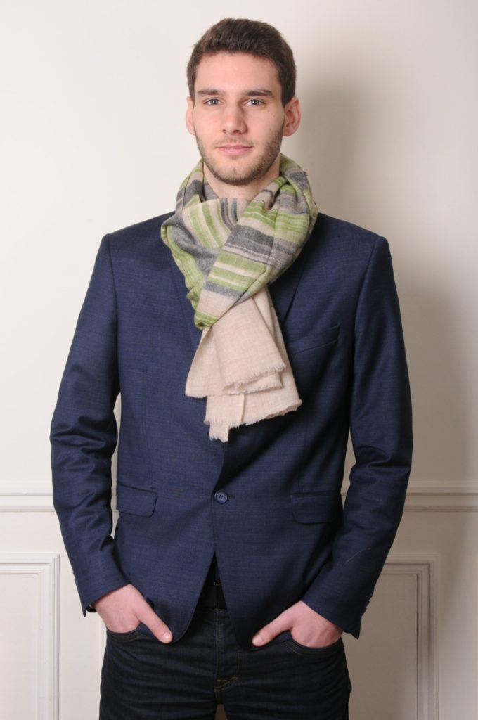 véritable pashmina homme ikat tissé à la main