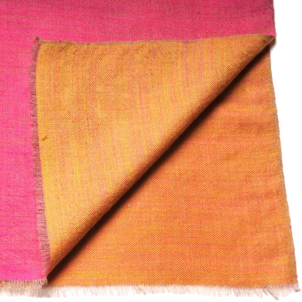 pashmina cachemire bicolore rose et jaune