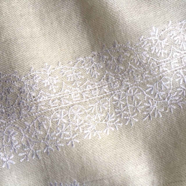 white on white lucknow stitch embroidery
