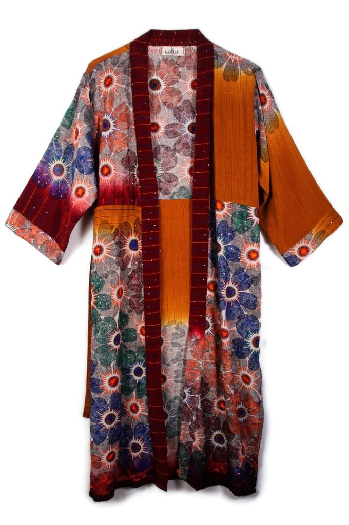 kimono cofur soie brodée upcyclée